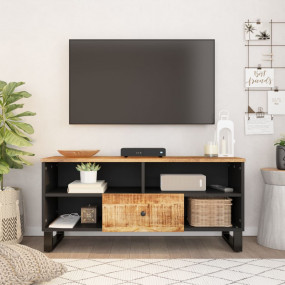 TV Cabinet Mango Wood Natural Solid Mango Wood, Enginee...
