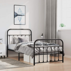 Bed Frame Black Powder-Coated Steel Single Bed Frame