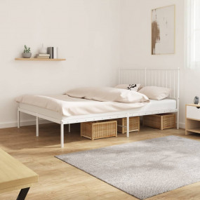Bed Frame White Steel Full Bed Frame Rectangular Tradit...