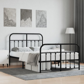 Bed Frame Black Powder-Coated Steel Small Double Bed Fr...
