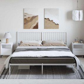 Bed Frame White Powder-Coated Steel Double Bed Frame