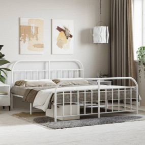 Bed Frame White Powder-coated Steel Super King Bed Fram...