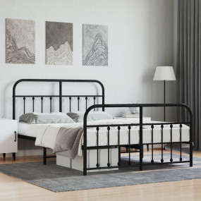 Bed Frame Black Powder-coated steel Double Bed Bed Fram...