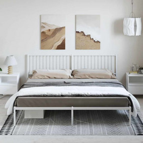 Bed Frame White Powder-Coated Steel 76x80 in Bed Frame