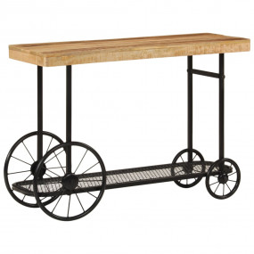 Console Table Natural, Black Solid Mango Wood, Powder-C...