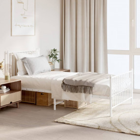 Bed Frame White Steel Twin size Bed Frame Rectangular