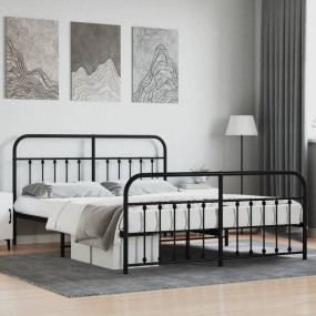 Bed Frame Black Steel Super King Metal Bed Frame Rectan...