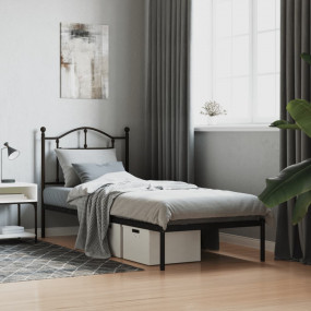 Bed Frame Black Powder-coated steel Twin Bed Frame Rect...