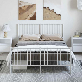 Bed Frame White Powder-coated steel Double Bed Frame