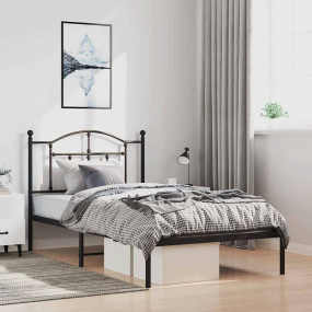 Bed Frame Black Powder-Coated Steel Single Bed Frame