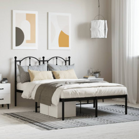 Bed Frame Black Powder-Coated Steel Small Double Bed Fr...