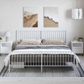 Bed Frame White Steel Queen Metal Bed Frame Rectangular