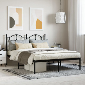 Bed Frame Black Powder-coated Steel Double Bed Frame