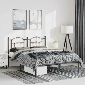Bed Frame Black Powder-Coated Steel King Size Bed Frame