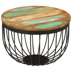Coffee Table Multicolor Solid reclaimed wood, steel Sma...