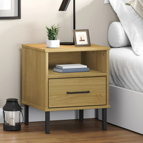 Bedside Cabinet Brown Solid Pine Wood Small Bedside Cab...