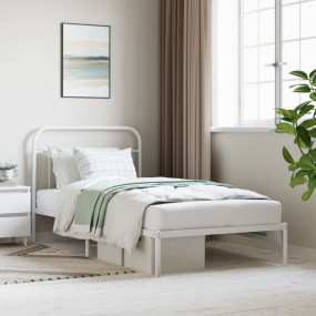 Bed Frame White Steel Twin Bed Frame Rectangular Indust...