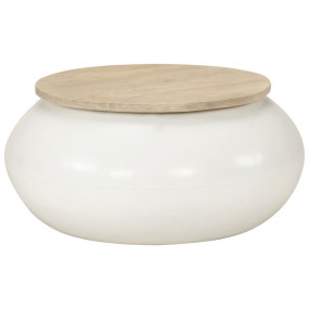 Coffee Table White, Natural wood Solid mango wood, Iron...
