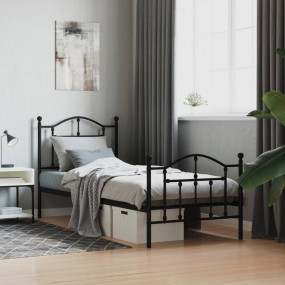 Bed Frame Black Powder-Coated Steel 35.4 x 78.7 in Bed ...