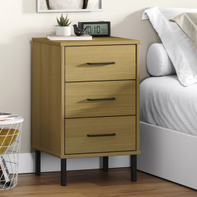 Bedside Cabinet Brown Solid pine wood, metal Bedside Ca...