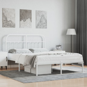 Bed Frame White Steel Double Size Bed Frame Rectangular
