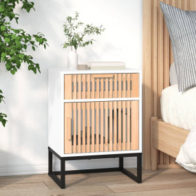 Bedside Cabinet White Engineered wood, iron 15.75x11.81...