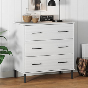 Sideboard White Solid Pine Wood, Metal Medium Sideboard