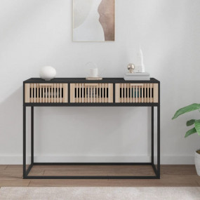 Console Table Black Engineered wood, iron Narrow Consol...