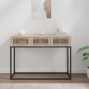 Console Table White, Black Engineered wood, Solid pine,...