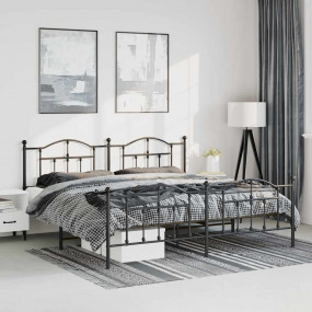 Bed Frame Black Powder-Coated Steel Double Bed Frame