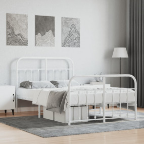 Bed Frame White Powder-coated steel Double Bed Frame