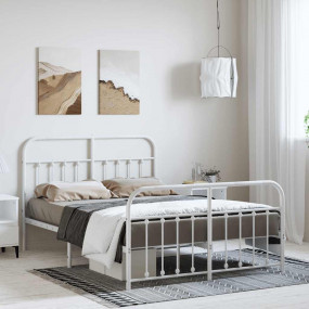 Bed Frame White Powder-coated steel 53.1x74.8 in