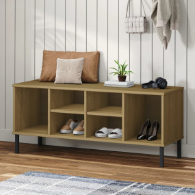 Shoe Rack Brown Solid pine wood, metal Medium Shoe Rack