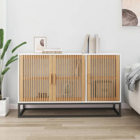Sideboard White Engineered wood, solid pinewood, iron