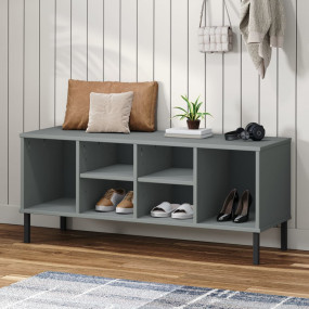 Shoe Rack Grey Solid pine wood, metal Medium Shoe Rack