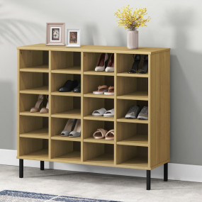 Shoe Rack Brown Solid pine wood, metal Medium Shoe Rack