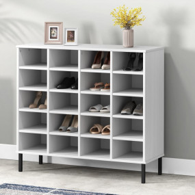 Shoe Rack White Solid pine wood, Metal Medium Shoe Rack