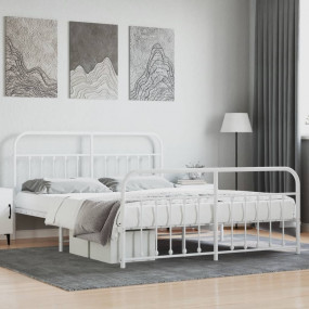 Bed Frame White Powder-coated steel 70.9x78.7 in Super ...