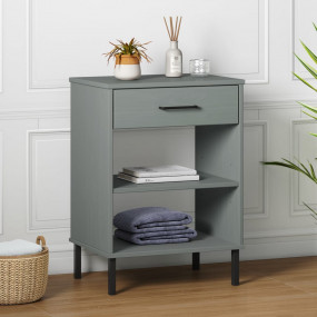 Console Cabinet Grey Solid pine wood, metal Medium