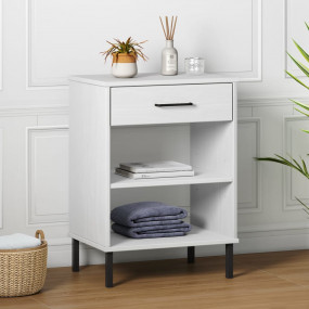 Console Cabinet White Solid pine wood, metal