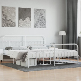 Bed Frame White Steel 79x79 in Bed Frame Rectangular