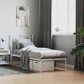 Bed Frame White Steel Small Single Bed Frame Rectangula...