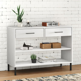 Console Cabinet White Solid Pine Wood Medium Console Ca...