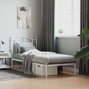 Bed Frame White Powder-Coated Steel 35.4 x 78.7 in Bed ...
