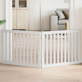 Dog Gate Set of 2 White Poplar Wood 2 Panel 63 in Folda...