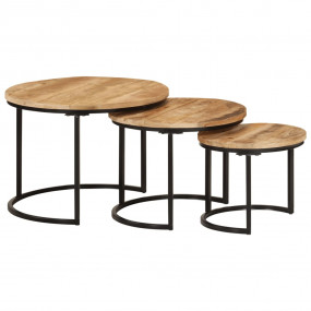 Nesting Table Set of 3 Black, Natural