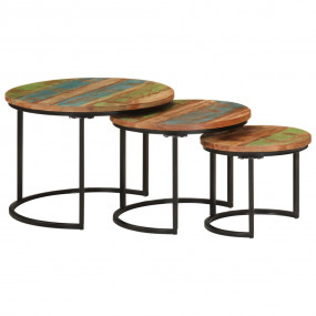 Nesting Table Set of 3 Mixed Reclaimed wood Small, Medi...