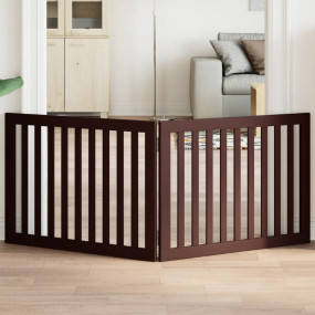 Dog Gate Set of 2 Brown Poplar wood Medium Foldable Dog...