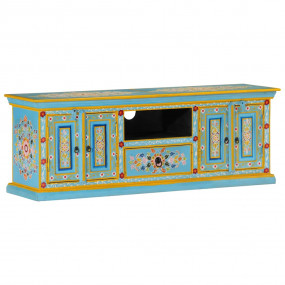 TV Cabinet Blue Solid Mango Wood Medium TV Cabinet Rect...