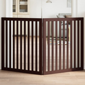 Dog Gate Set of 2 Brown Poplar wood 63.0 in Foldable Do...